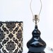 Black ceramic lamp with damask shade,