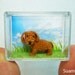 Miniature Brown Dachshund Dog - Teeny Tiny Dollhouse Crochet Pet