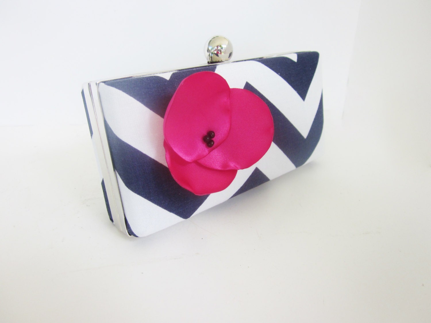 chevron clutch purse, navy bridesmaid clutch, floral clutch, chevron minaudiere