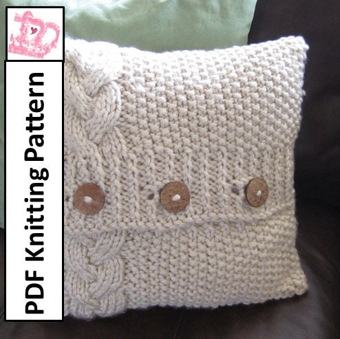 PDF KNITTING PATTERN - Braided Cable super chunky hand knit 16 x 16 pillow cover