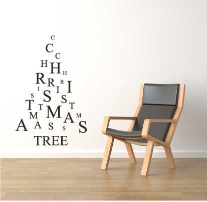 Letters christmas tree regular wall window sticker xmas decoration decal graphic mural