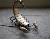 Mechanical Scorpion No 7 by A Mechanical Mind Recycled Watch Parts Watch Faces Dials Stems Unique Clockwork Arachnid Sculpture w/ Dome