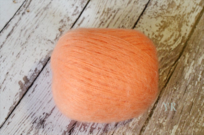 Peach Mohair Angola - Mohair and Cashmere Fine weight Quality 50 grams- unbelievably soft-