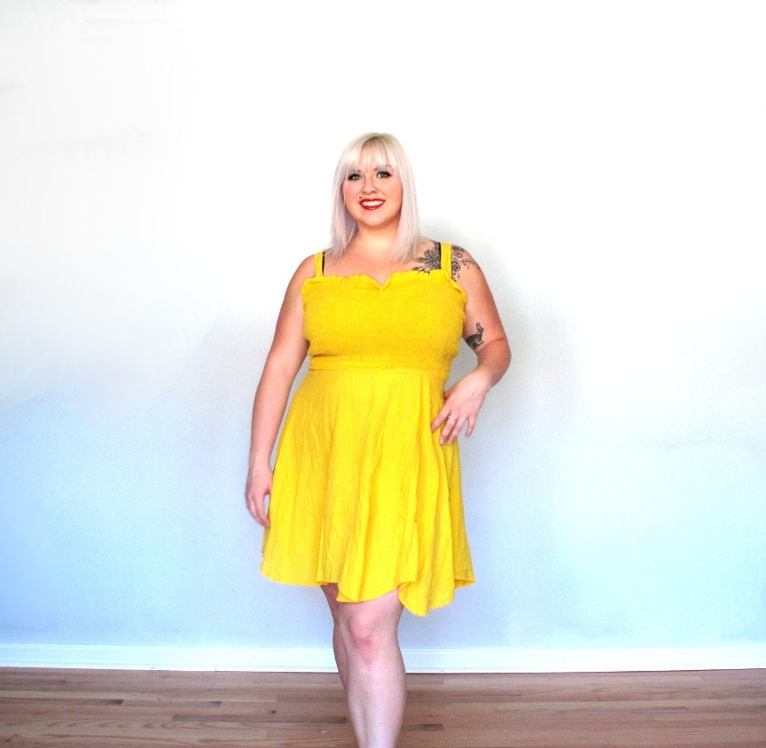 Sunshine Yellow dress- sundress- plus size- bright