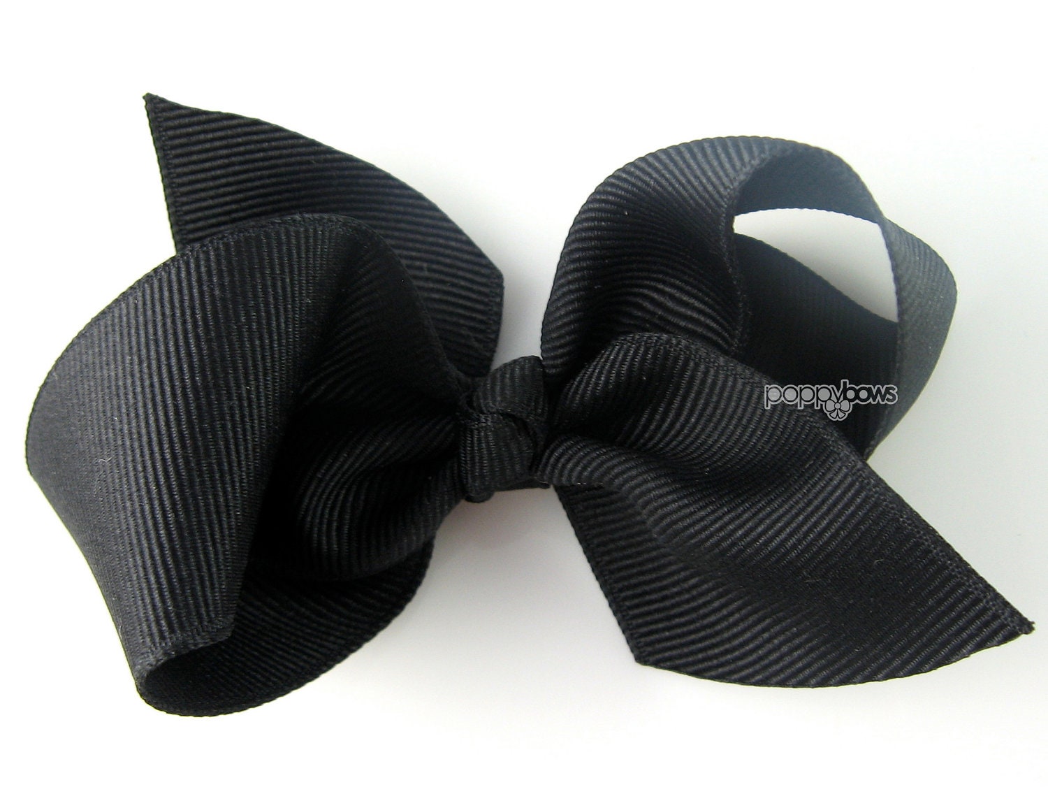 NEW STYLE - Loopy Pinwheel Hair Bow - Black Hairbow Christmas 3.5 Inch Solid Color Boutique Bow for Baby Toddler Girls 1.5 Inch Wide Ribbon
