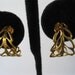 Napier Earrings Goldtone Leaf Design Hoops Vintage