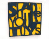 Kids Wall Art Share Your Toys Sign Boy Girl Bedroom Nursery Playroom