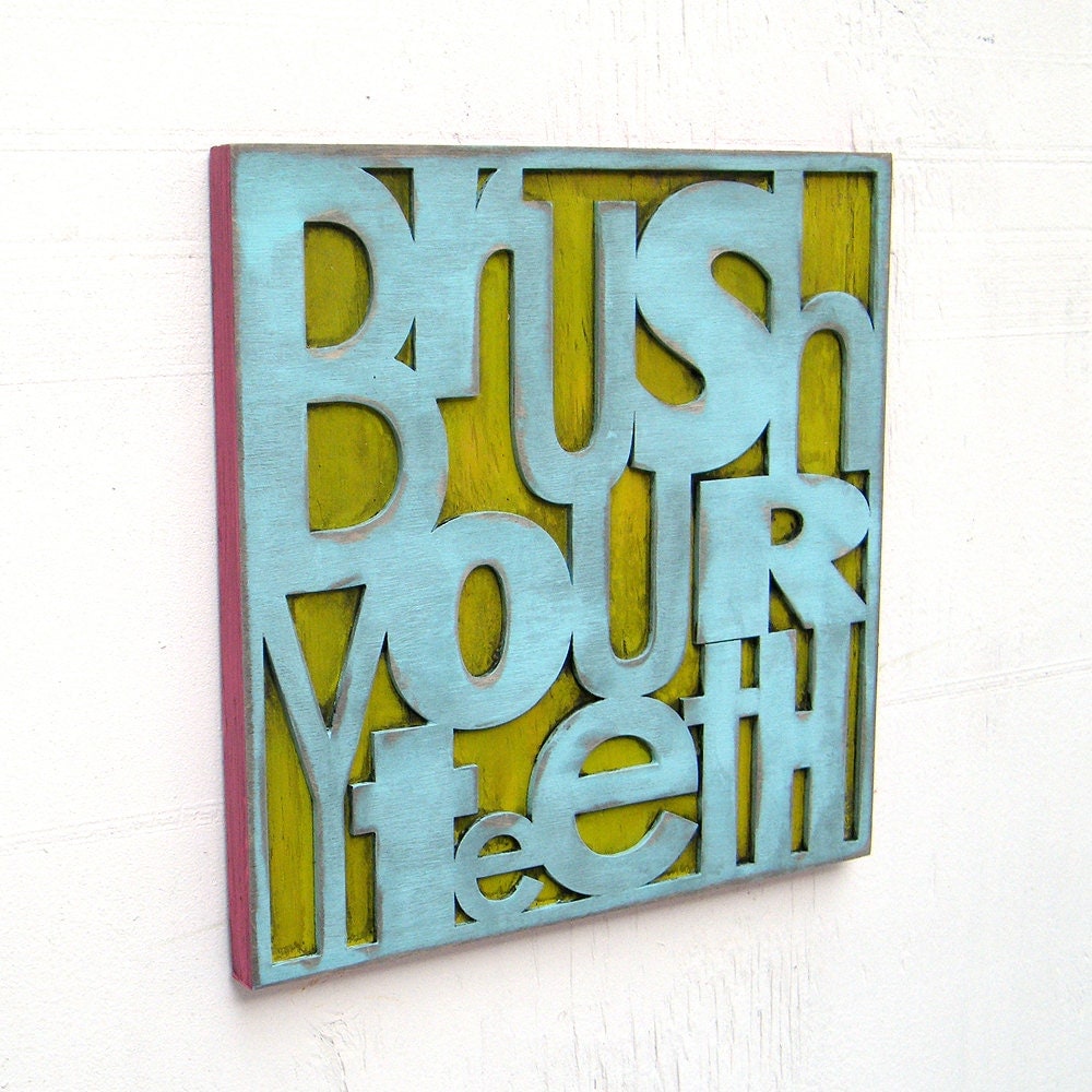 Bathroom Decor Brush Your Teeth Children's Room Decor Sign Kids Boy Girls Room Playroom Nursery