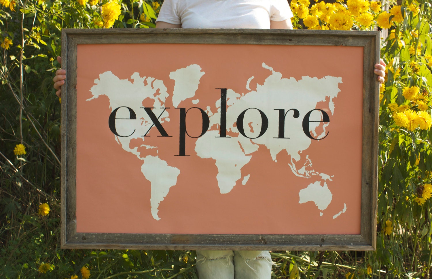 explore Giant Modern World Map Print Poster - 24x36 - coral