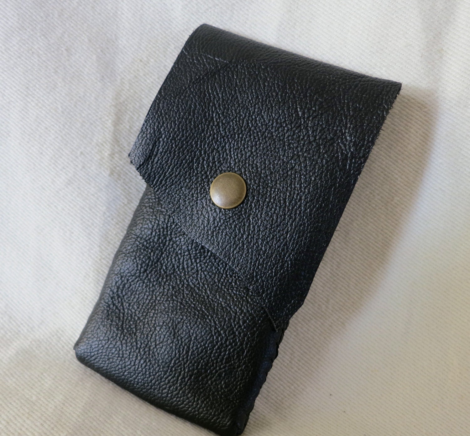 Black Leather Belt Pouch/ Smart Phone Case/ I Pod Case