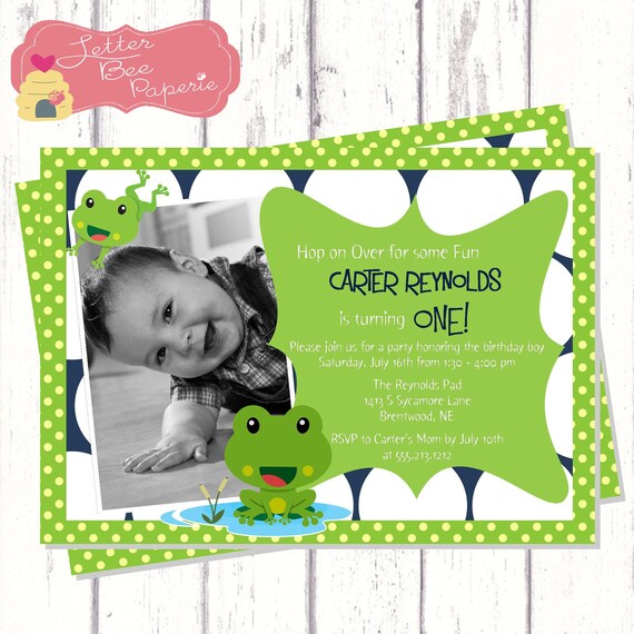 Hoppy Birthday Froggy Custom Photo Boys Birthday Invitation - DIY You Print Il_570xn