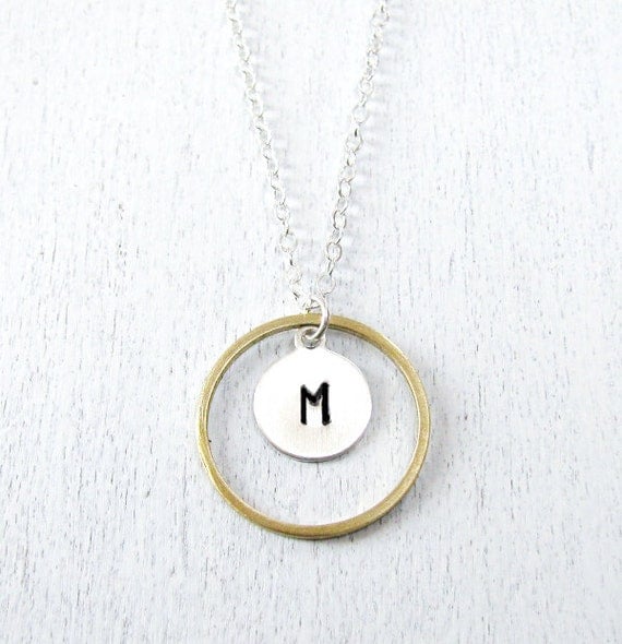 Personalized Bridesmaid Gift - Custom Initial Necklace - Personalized Jewelry - Gifts for Her -  Halo Necklace