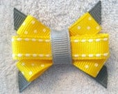 Yellow and Grey Grosgrain Ribbon Itty Bitty Bow