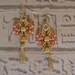 Macrame earrings in hemp and coral pink.