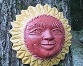 Sun Face, Smiling, Hanging, Outdoor Sun Plaque.