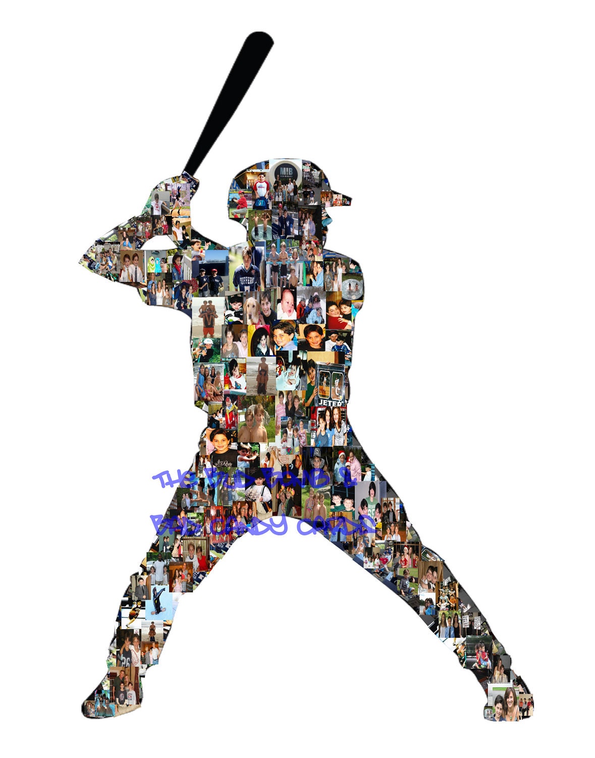 Great Sports Team or Coach Gift Personalized Baseball, Football, Hockey, Volleyball Photo Collage Silhouettes - ANY Sport or Logo