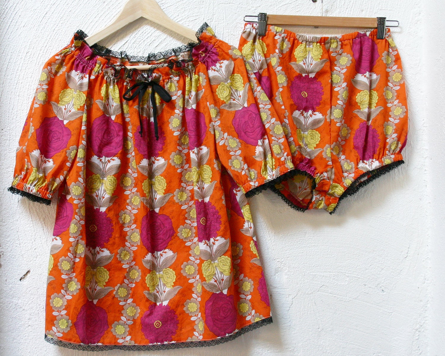 Cabbage Roses Bright and Cheery Pajama Set