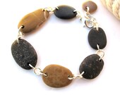 Beach Stone Bracelet : HIRA Hand Drilled Mediterranean Beach Pebble Silver Bracelet Natural Stone Bracelet River Rock River Stone Jewelry