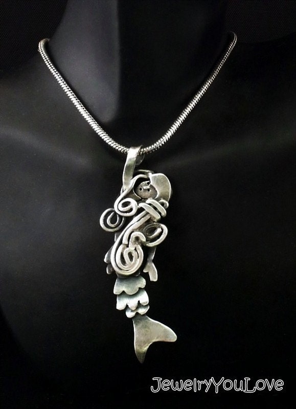 Sterling Silver Mermaid Necklace Marina by JYLbyPeekaliu on Etsy
