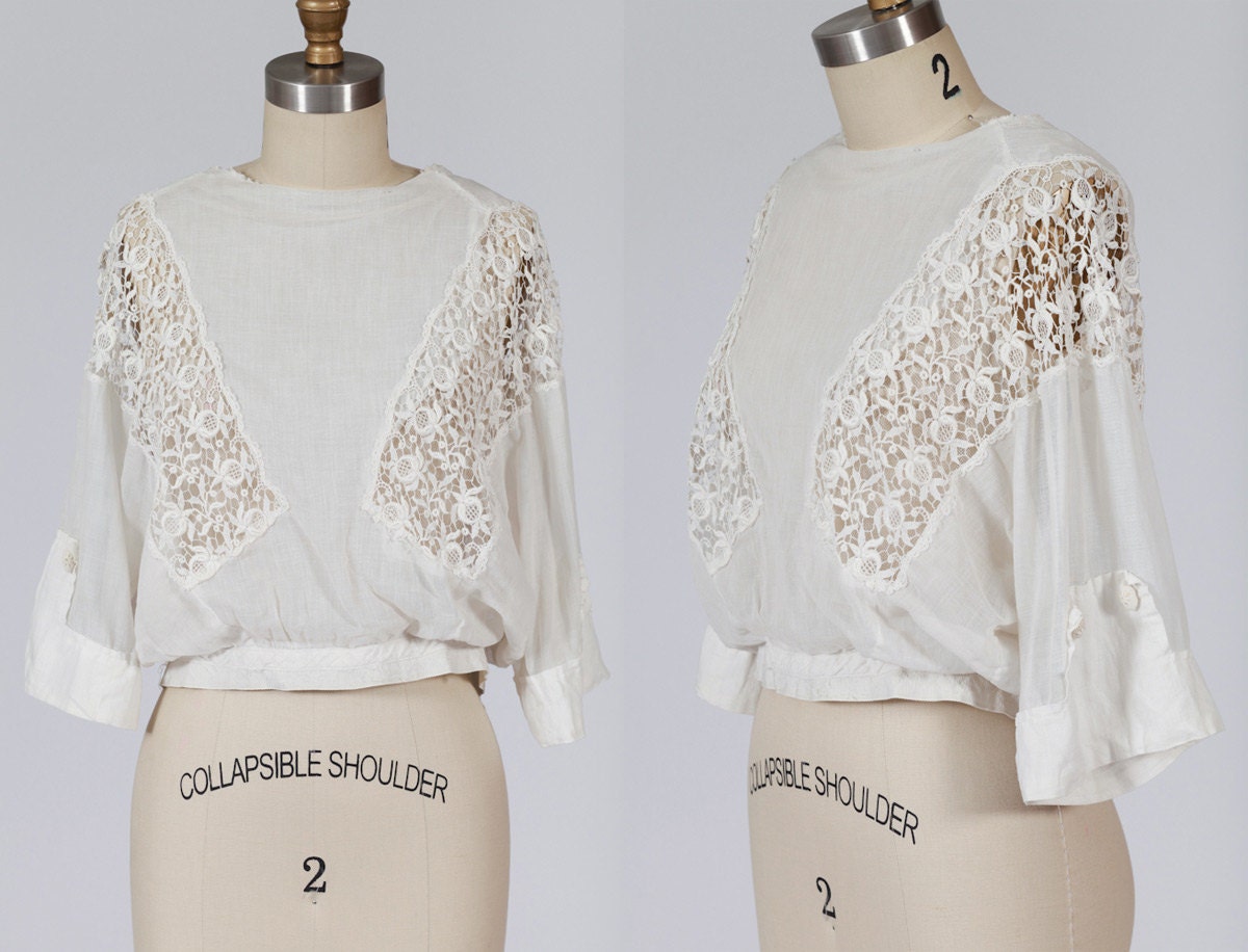 Edwardian blouse/ 1910s blouse/ embroidered lace