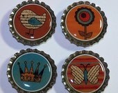 Bottlecap Magnet / Kitchen Magnet / Flower - Crown - Bird - Butterfly