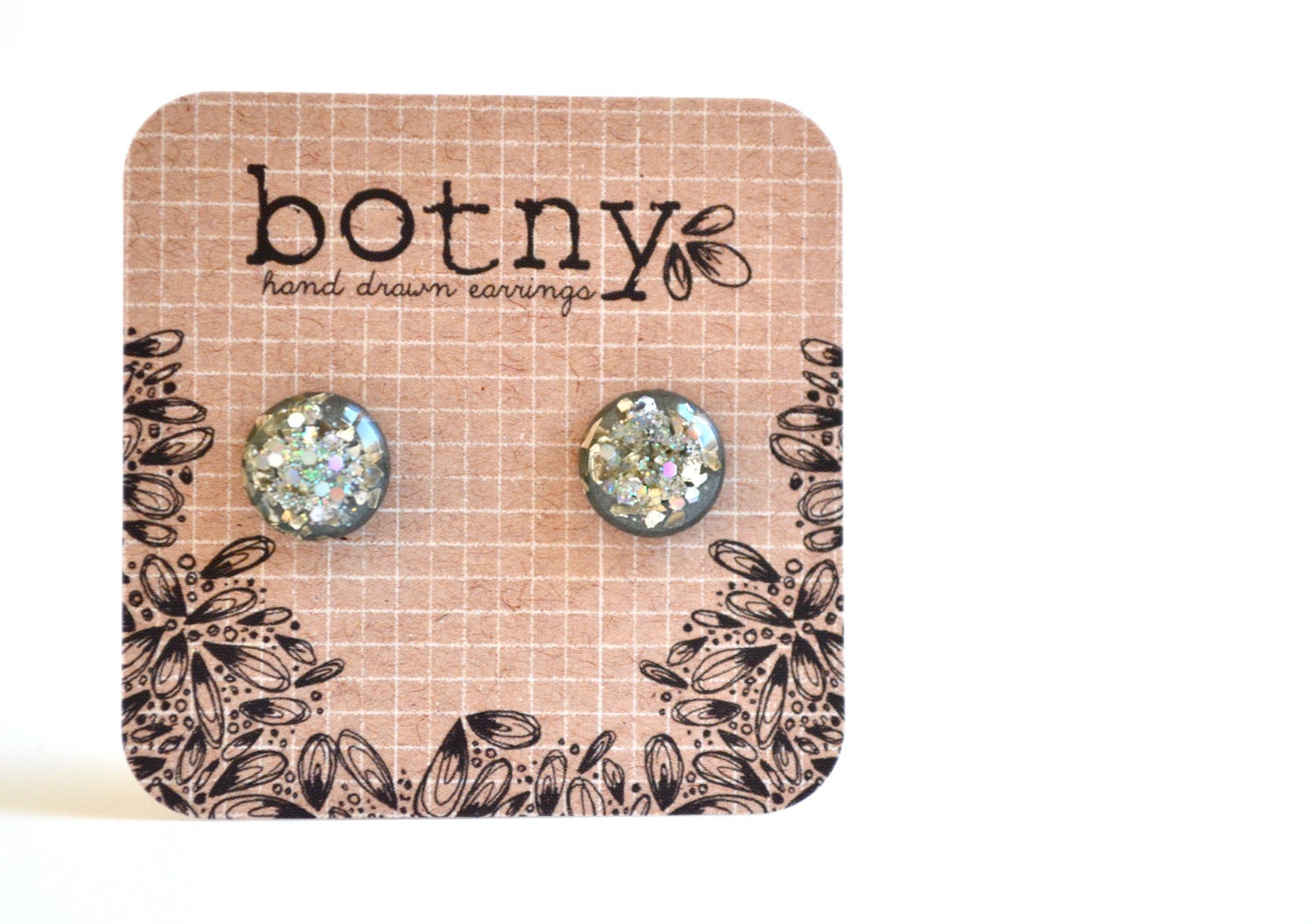 NEW DESIGN Glistening Silver & Chunky Silver Glitter Brook Earrings