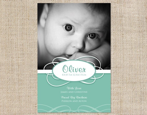 Printable Custom Baby Boy Custom Birth Announcement - Sweet Ollie Il_570xn