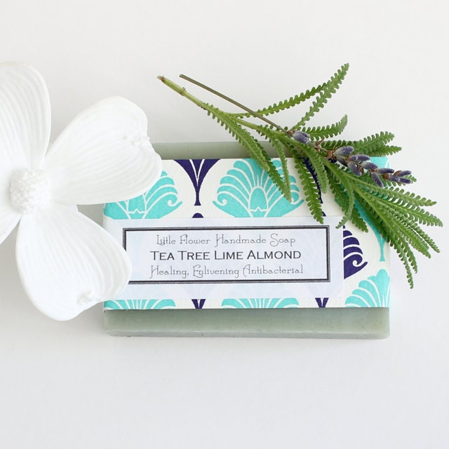 All Natural Tea Tree Lime Almond soap / Organic Almond Oil Soap / Handmade / bath and beauty / Gift Ideas For Her
