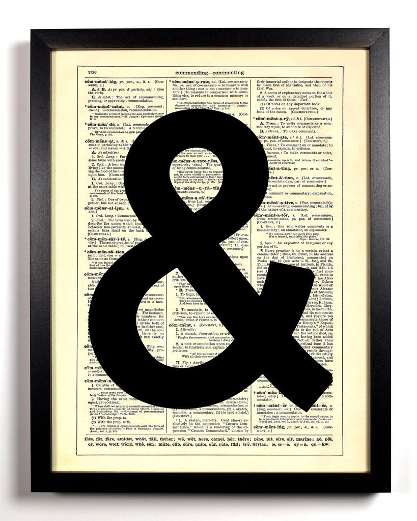 Classic Ampersand Typography Repurposed Book Upcycled Dictionary Art Vintage Book Print Recycled Dictionary Page Buy 2 Get 1 FREE