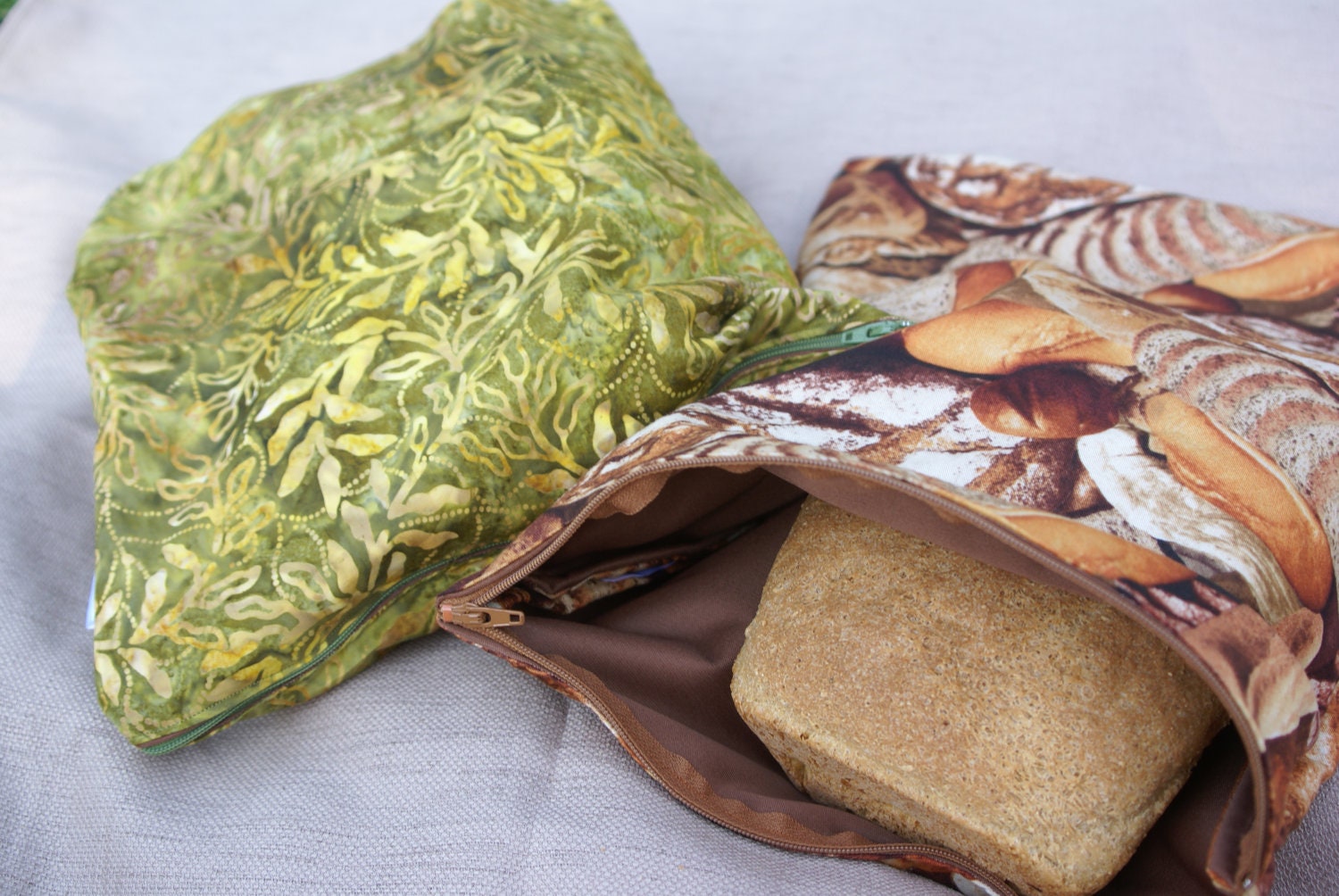 Set of 2 Reusable v2.0 Bread Loaf Bags - Designed to Fit Homemade Sandwich Loaves - Your Choice of Fabric