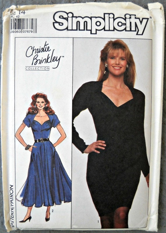 Simplicity 8905, Christie Brinkley Collection, Misses Dress, Size 14, Vintage 1988