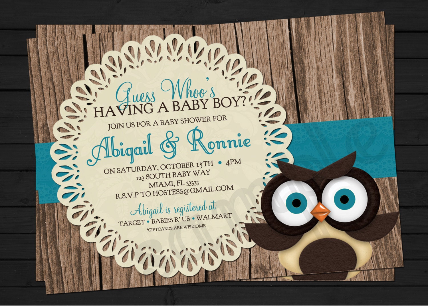Rustic Owl Baby Shower Invitation Digital File YOU-PRINT Il_570xn