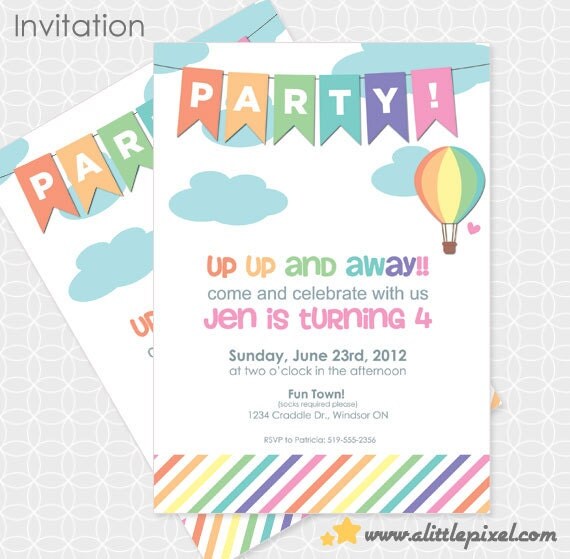 Up Up and Away Party Invitation - Personalized Printable Il_570xn