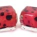 Red Square with Black European Style Large Hole Bead with a Sterling Silver Core