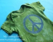 Blue Peace Sign Onesie - Hand Dyed & Painted