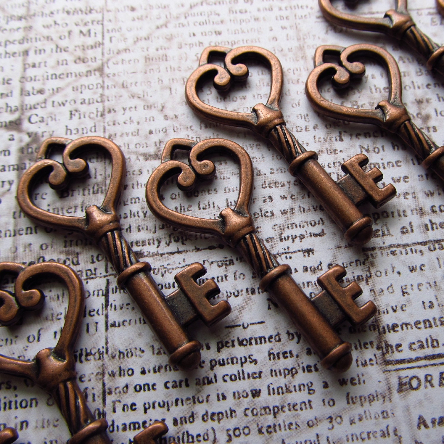 Cardiff Antique Copper Skeleton Key - Set of 10