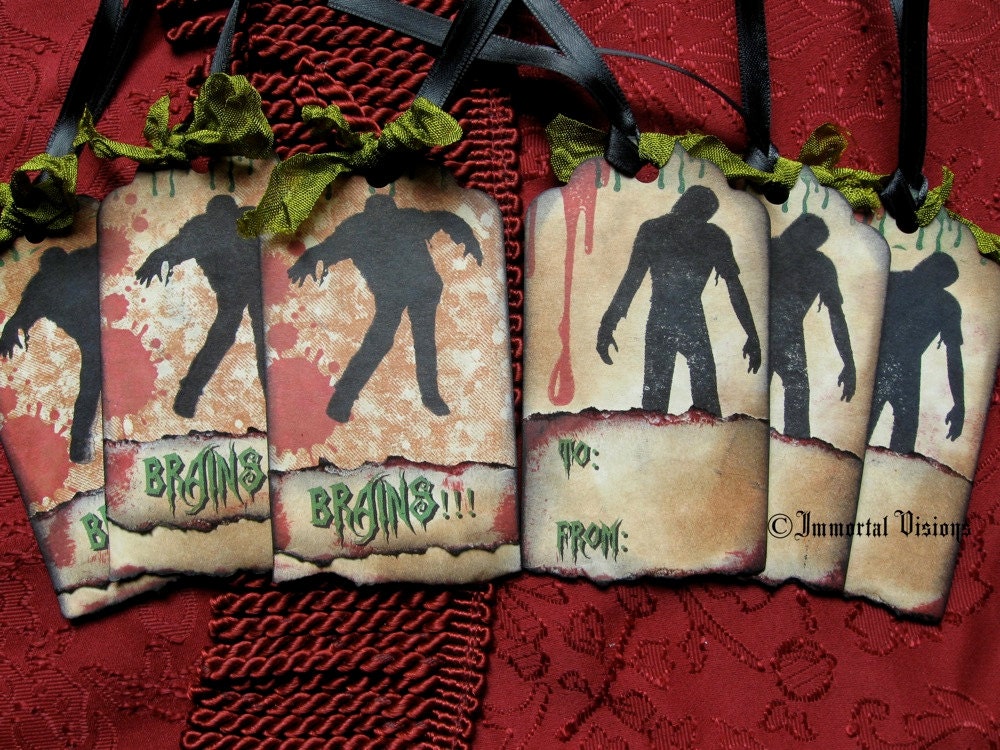 Zombie Gift Tags - Bloody Brains - 6-Pack