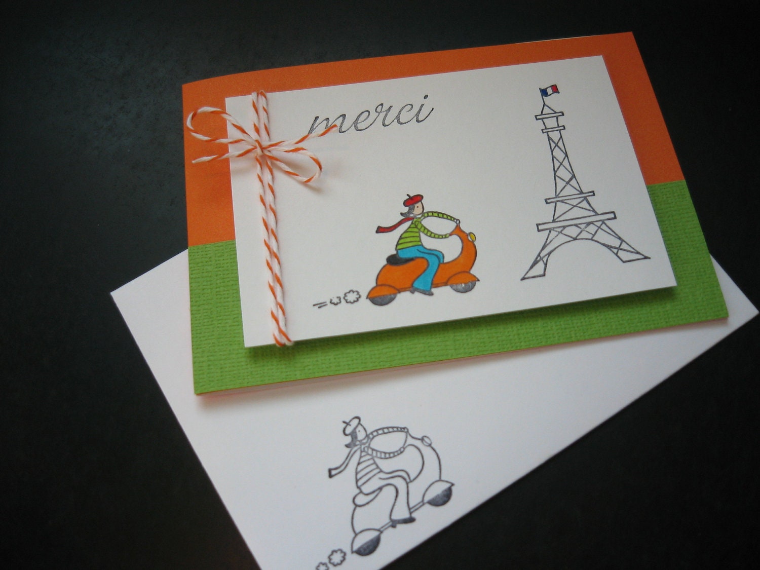 Reserved for Elspeth. Merci Thank You Cards Set 12 Cards Paris France Lover Vespa Eiffel Tower
