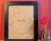 8 x 10 letterpress Brooklyn Map Print - Perfect for framing
