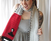 Crochet Chainsaw Scarf - Red - Made to Order - 6'8" length