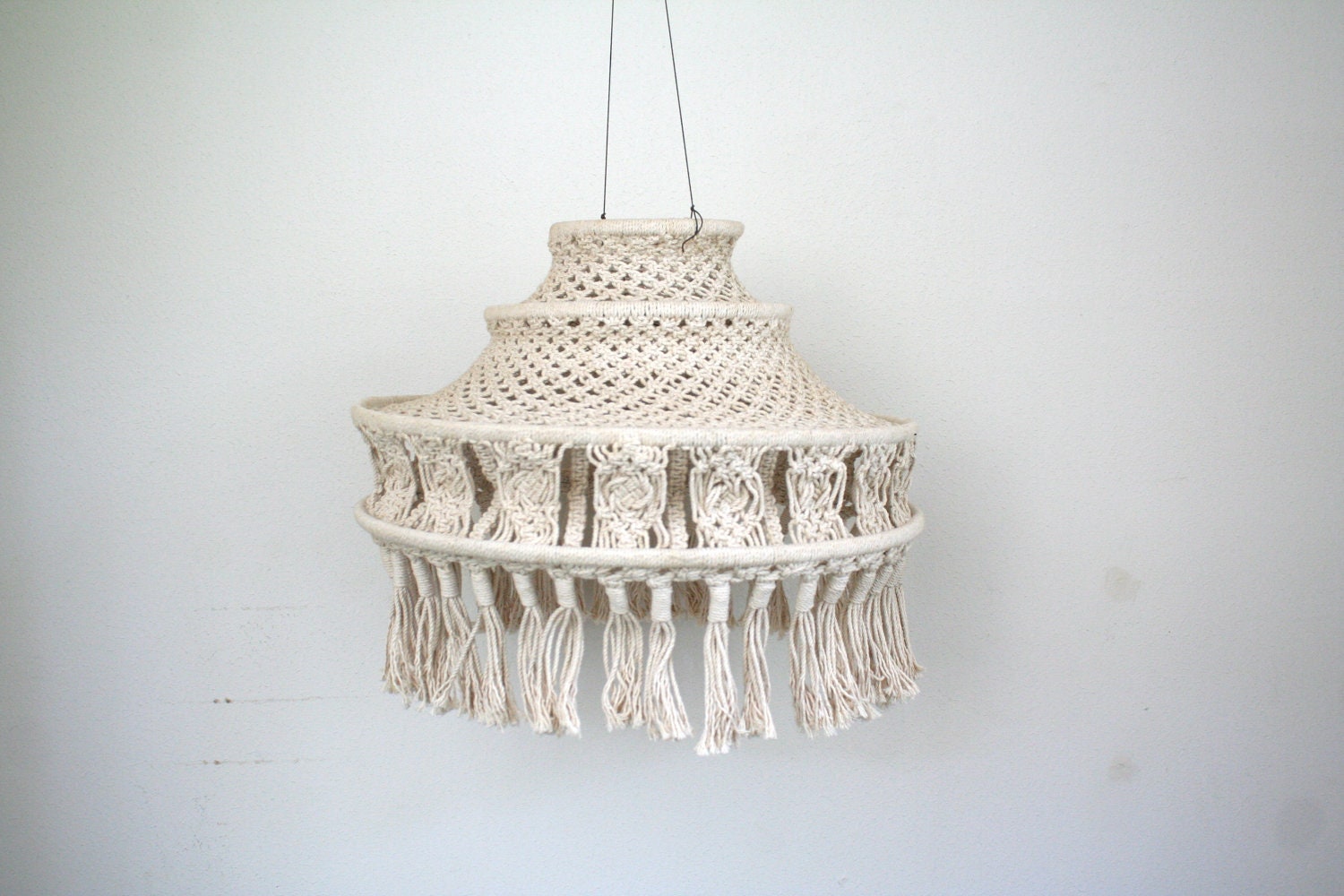 70s Macrame hanging lantern