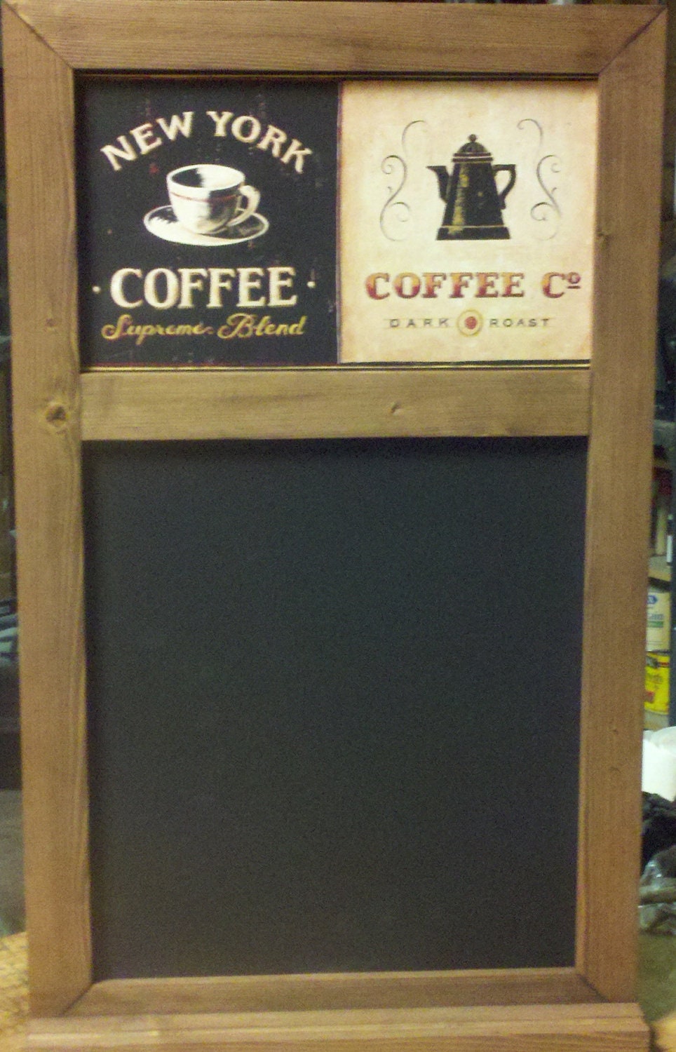 2 Squares CAFE COFFEE Chalk Board with Chalk Tray