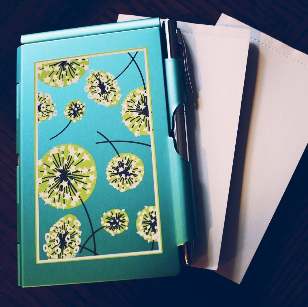 25% OFF SALE: Custom Engraved Dandelion Themed Mini Notepad