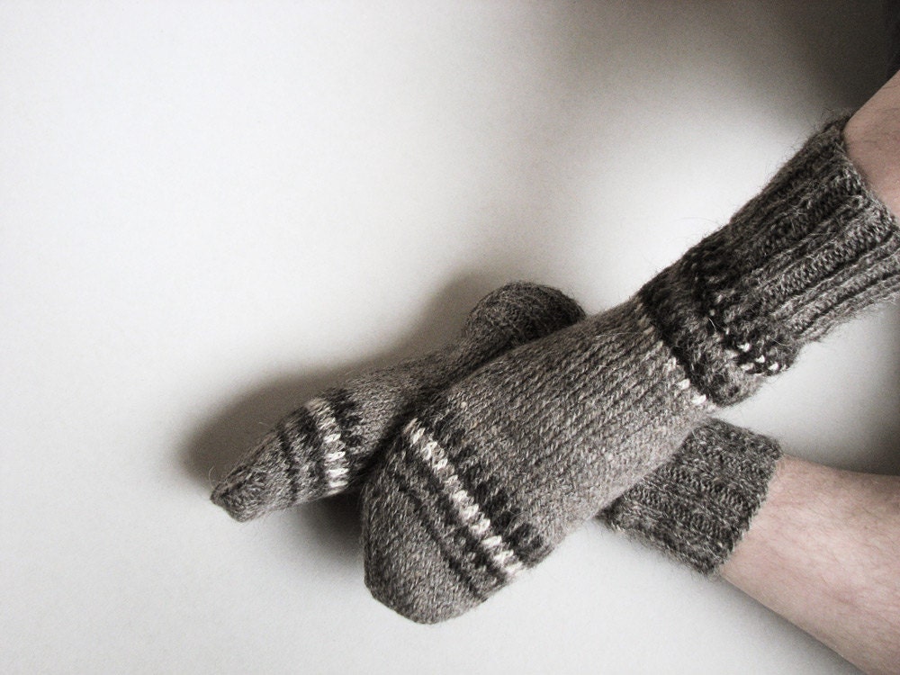 Patterned Hand Knitted Woolen Socks - Autumn Winter Comfort - 100% Natural, Organic Wool - milleta