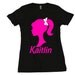 DIY Barbie Inspired Printable Iron On Transfer birthday shirt black hot pink t- shirt bag onesie
