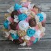 Turquoise and Coral Burlap and Lace Bride's Bouquets and Corsages Custom Wedding Arrangements with Fabric Flowers