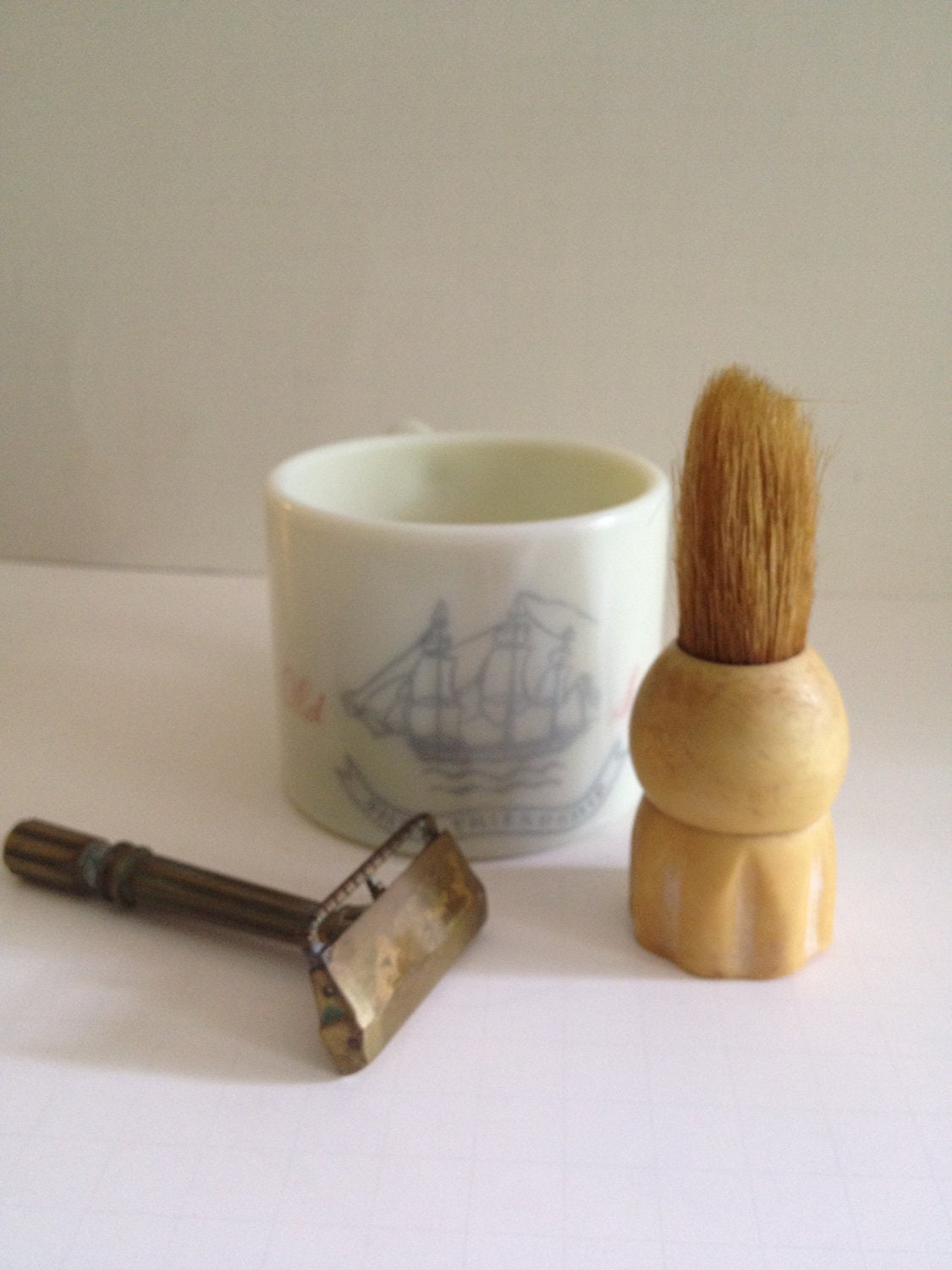 Vintage Old Spice Shaving cup and brush shaving VintageFunkHouser by Mug/Razor/Brush vintage