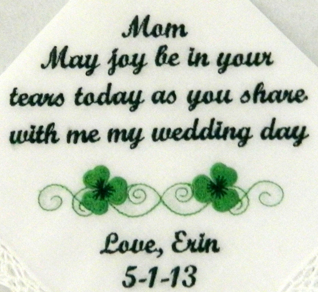 Personalized Wedding Handkerchief MOTHER of the BRIDE NEW Double Clover  Custom Embroidery Hanky Gift Boxed