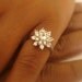 Gold Ring, pure natural white Ceylon Sapphires,handmade Art Deco Payment Plan is available. P-053-1