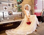 Yesterday Once More Vintage 1970s Stunning Country Bridal Gown- Beaded and Ruffled